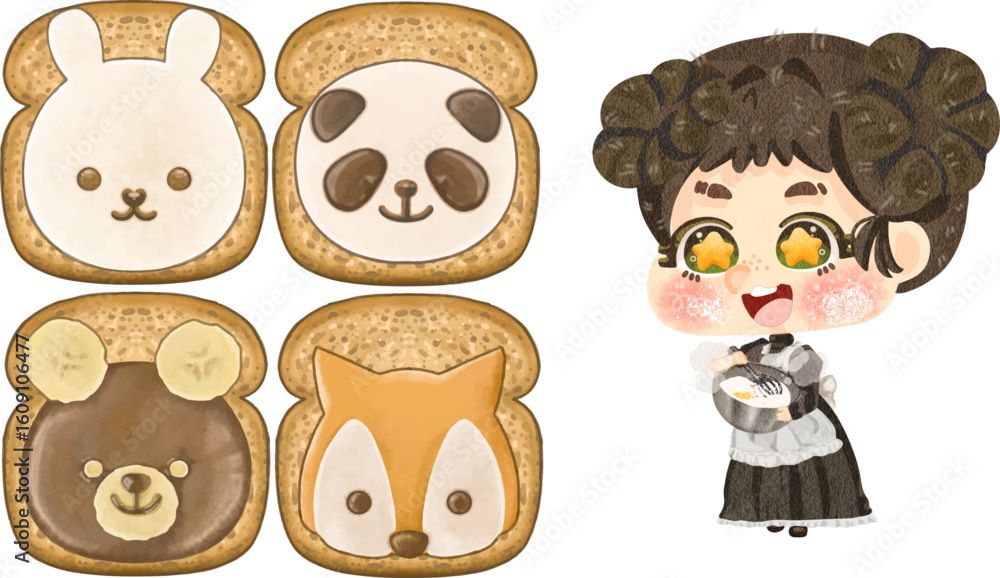 Obraz premium yummy cute toast.eps