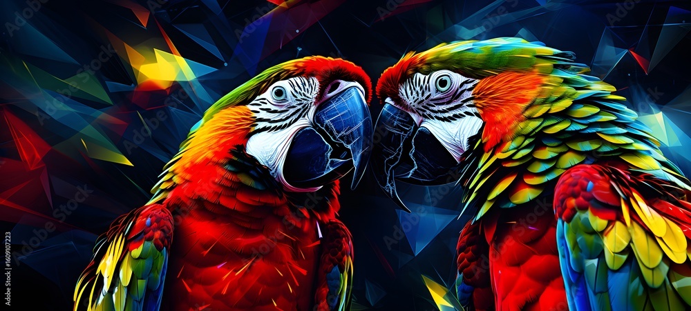 Fototapeta premium parrots Wireframe ,creative commons attribution, Generative ai