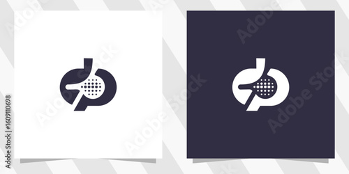 letter p d pd with padel racket logo design