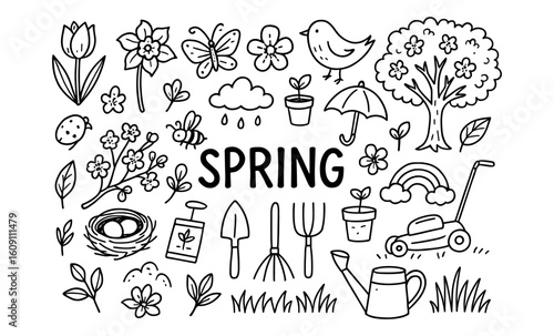 Springtime doodles: nature, gardening, and wildlife collection
