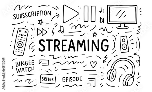 Streaming media doodle: hand-drawn elements for digital entertainment and binge-watching culture