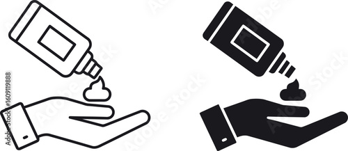 Hand sanitizer application icon set