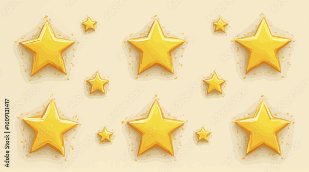 Obraz premium Golden star pattern with shimmering effect on a beige background design