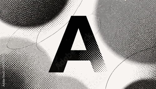 Abstract art featuring a bold letter A with halftone and grunge textures design