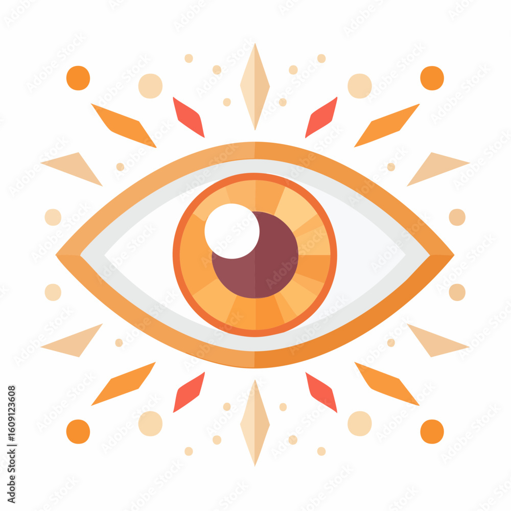 Obraz premium Mystic Eye: An illustration of a detailed eye, central to the composition, evokes curiosity and spiritual intuition, ideal for themes of insight, vision, and abstract design.