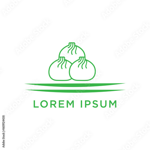 minimalist three Dimsum logo, vector