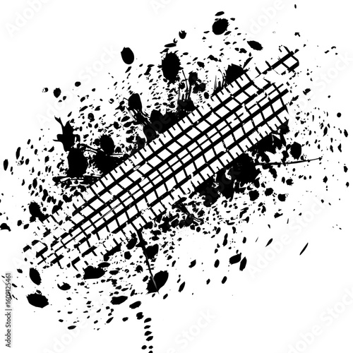 tire tracks in the mud with black and white colors, vector