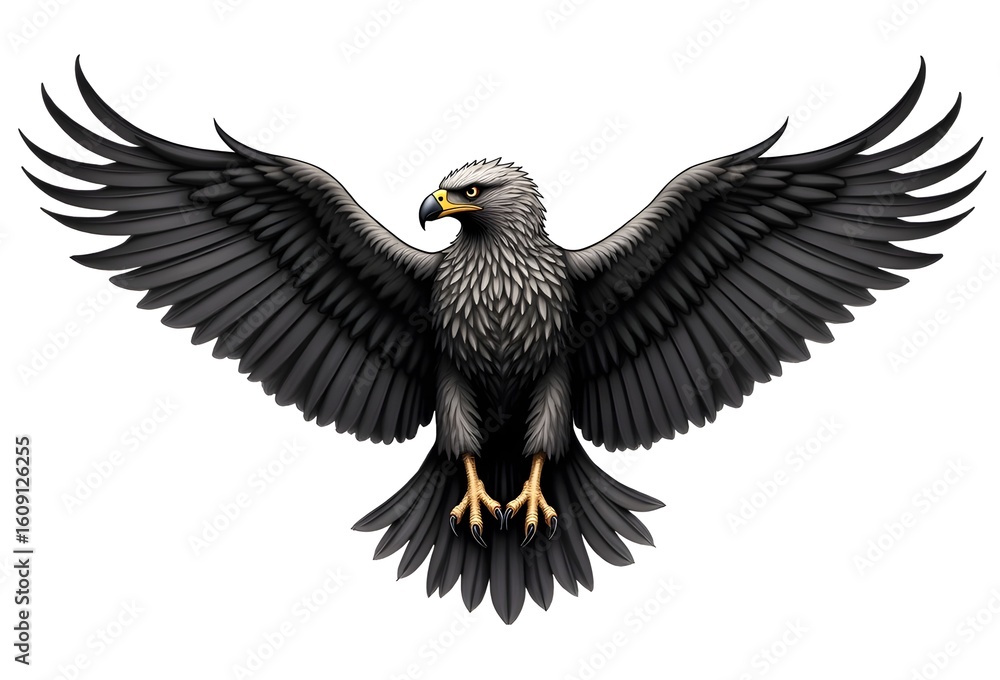 Obraz premium Graphic Illustration of a Fierce Eagle Mascot, Stylized Heraldic Eagle Illustration, Symbol of Power and Freedom,