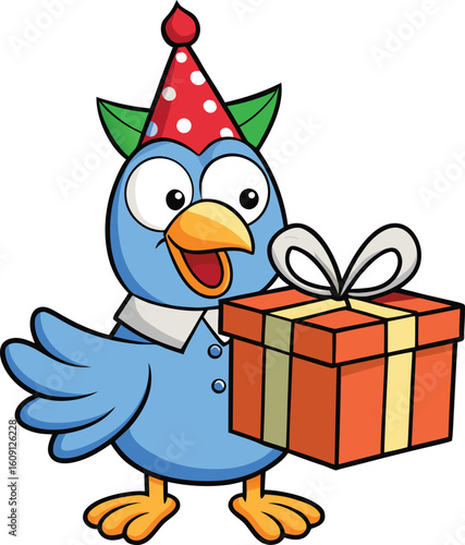 Blue Bird Birthday Gift Present Celebration
