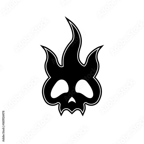 Flame Skull Black and White