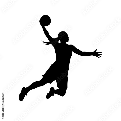 Female Basketball Player Jump Shot Silhouette
