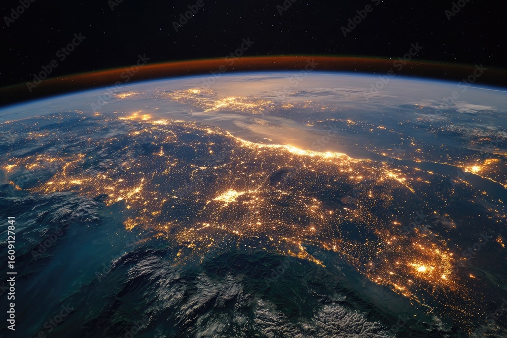 Obraz premium Earth's night lights over Europe and North America