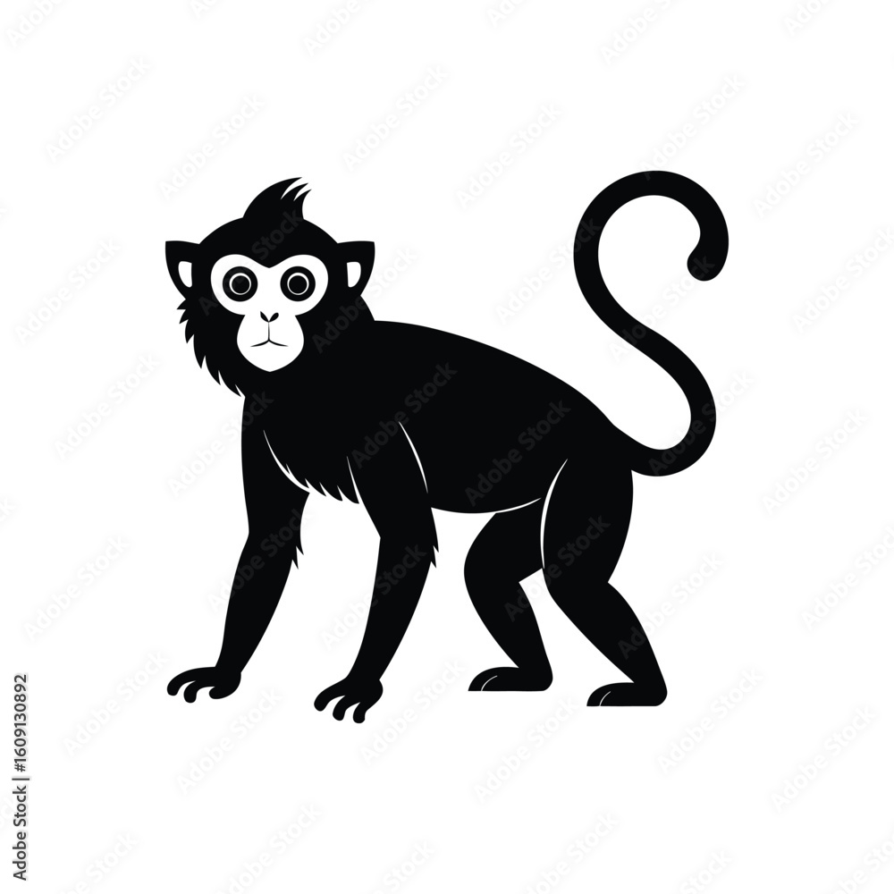 Obraz premium Monkey Side View Silhouette Vector 