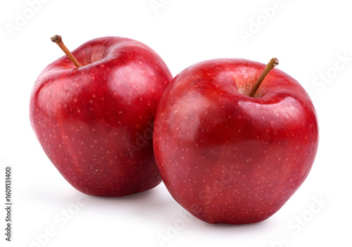 Fresh red delicious apples isolated on white.