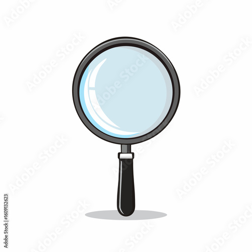 A high-angle close-up studio shot of a magnifying glass, a symbol of investigation, study, and detail. A symbol of curiosity and a quest for clarity.