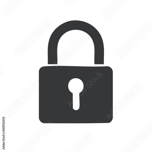 A simplified depiction of a padlock, symbolizing security and protection, rendered in a clean, minimalist style.
