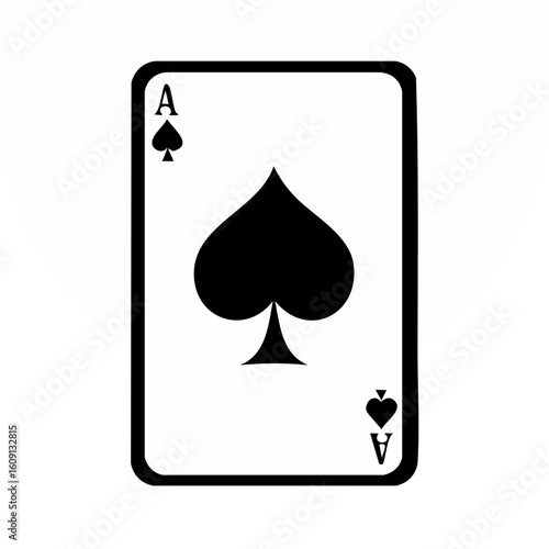 A solitary Ace of Spades card, a minimalist composition with striking simplicity and iconic symbolism.
