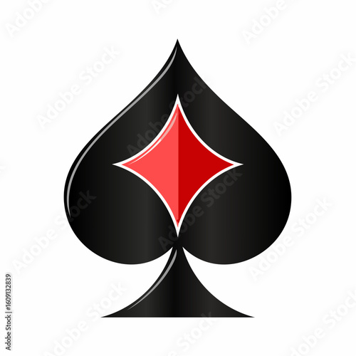 A high-contrast, artistic depiction of a spade, emblem of strategy and games, with a striking red diamond at its heart. It's a timeless representation of chance, decisions, and competition.