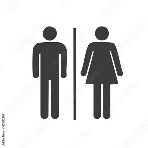 Iconic restroom signage, clearly indicating separate facilities for men and women with minimalist design.