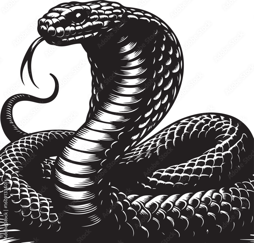 Fototapeta premium King cobra vector illustration, king cobra silhouette vector illustration 