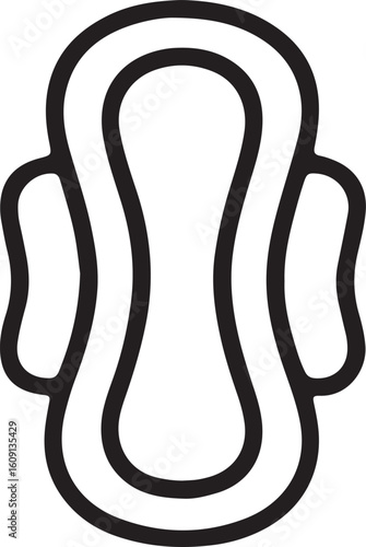 Black outline of a sanitary pad with wings feminine hygiene
