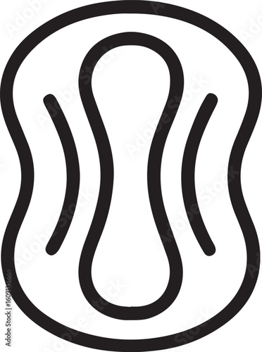 Black outline of a sanitary pad icon feminine hygiene