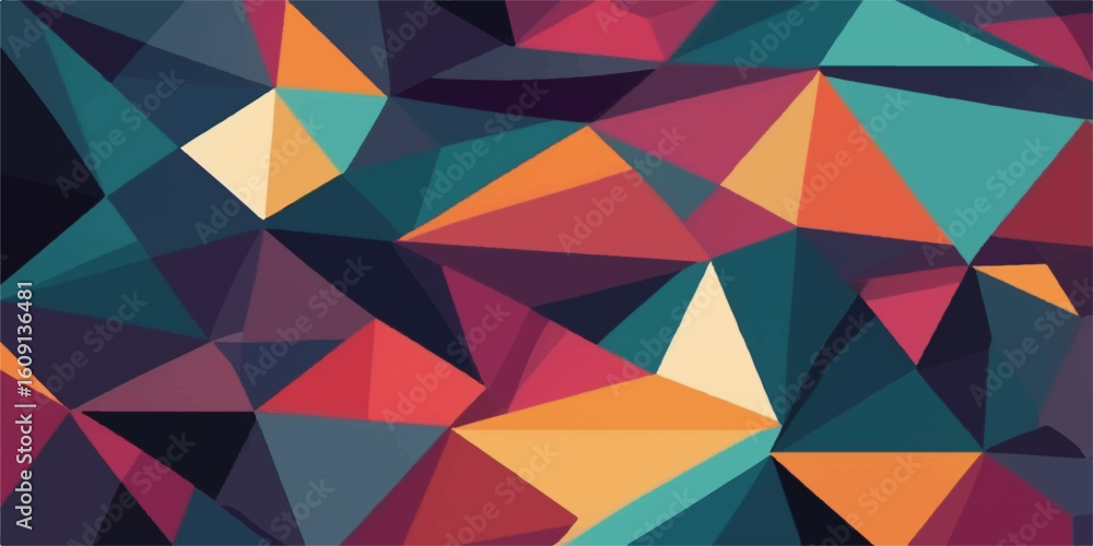 Fototapeta premium Colorful retro geometric seamless vector pattern of triangles and diamonds for an abstract decorative background