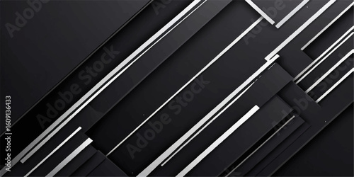 Abstract black and white striped metal background for steel technology business equipment
