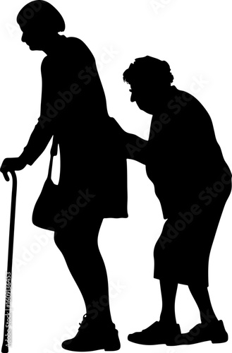 Silhouette of Generational Support and Care