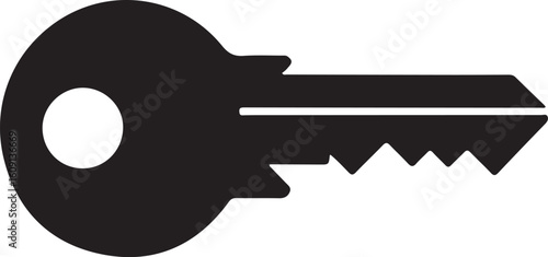 Traditional Key Shape In Black Silhouette For Login Screens