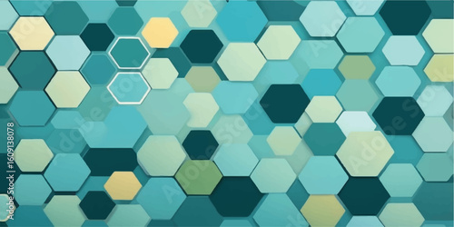 Blue geometric hexagonal pattern background with a seamless honeycomb structure