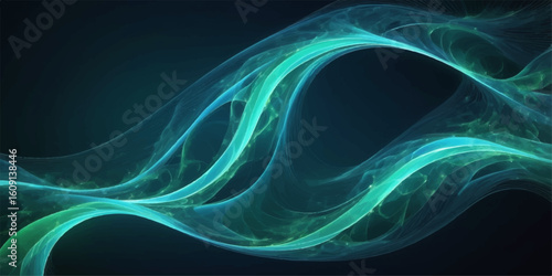 Abstract blue fractal waves in motion against a dark background, a futuristic design with a smoky texture and digital energy lines
