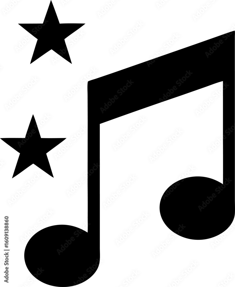 Musical Note and Stars Silhouette Graphic Musical Note and Stars Silhouette Graphic
