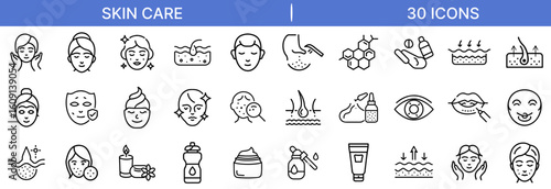 Skin Care and Beauty Treatment Icon Set