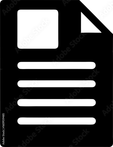 Photorealistic Minimal Document Icon with Folded Corner