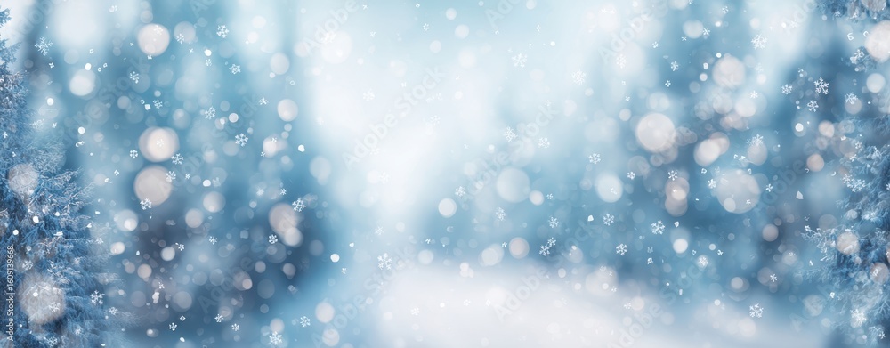 Fototapeta premium The serene snow-covered forest capturing winter's magical beauty