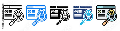 Search results icon set multiple style collection