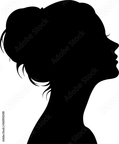 Elegant Female Silhouette with Updo and Poised Neck in Profile