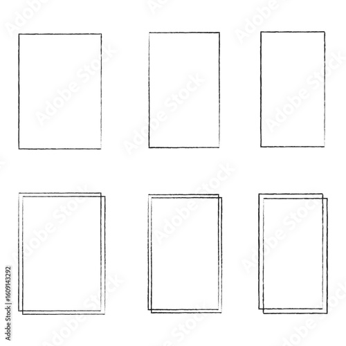 Grunge rectangle photo frame icon design. Retro and Abstract picture grunge rectangle photo frame icon set on white background. Rectangle borders collections. Vector illustration.
