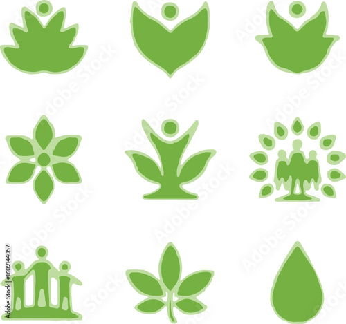 Wellness company logo featuring a person and leaves.