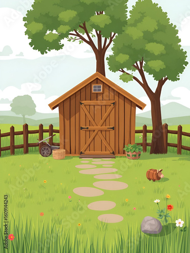 Obraz na płótnie Vector Farm Shed simple and minima