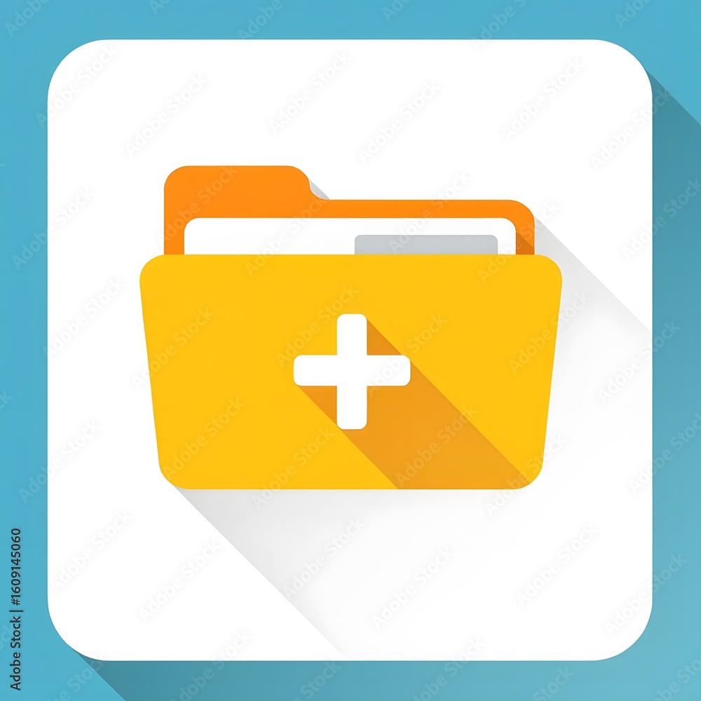 Fototapeta premium Yellow Folder with Plus Symbol Icon