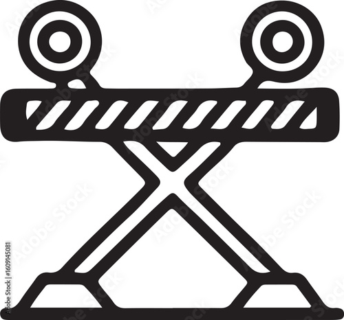 Black and white illustration of a traffic barrier road safety