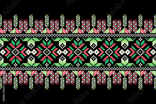Cross stitch pattern concept showcasing traditional ethnic geometric pattern, Design for textile, background,carpet,wallpaper,clothing,wrapping,Batik,fabric,Vector illustration	
