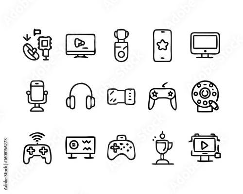 Collection of gaming and streaming equipment icons