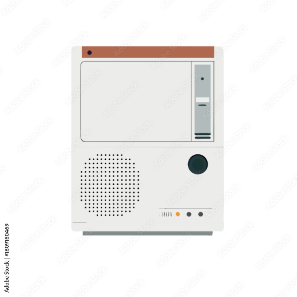 Fototapeta premium Vintage personal computer pc retro technology old school computing system desktop workstation hardware design