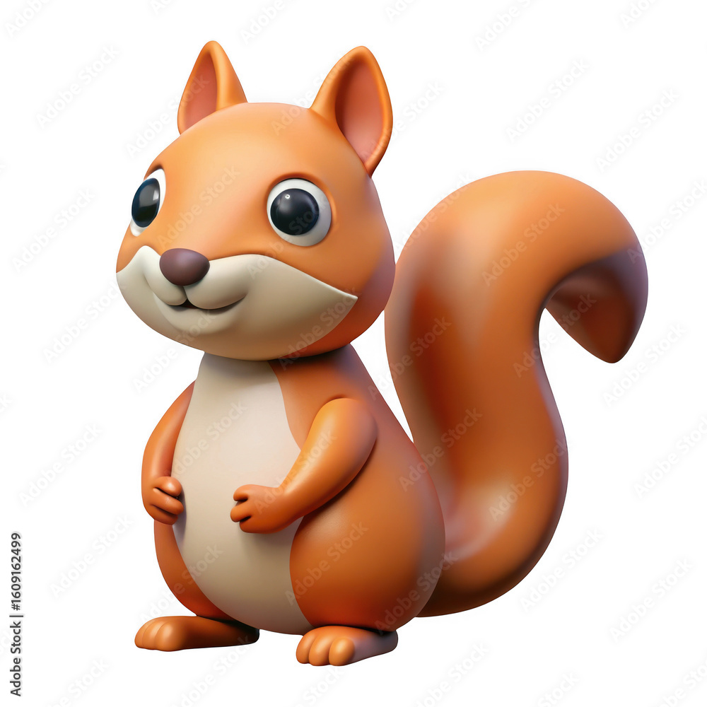Naklejka premium Adorable cartoon squirrel 3d render isolated on transparent background