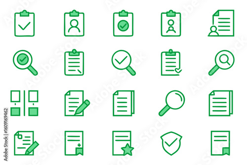 Editable business audit line icons for financial analysis and reporting