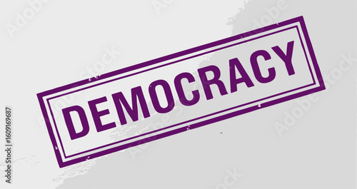 Formal purple DEMOCRACY stamp concept vector graphic for politics and social issues