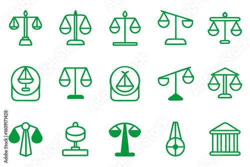 Balance and equilibrium line art icon set with editable stroke